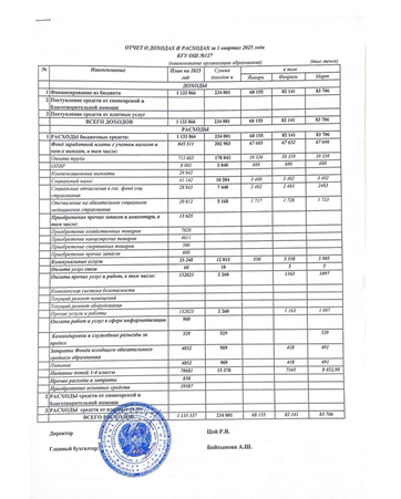 Отчет о доходах и расходах за 1 квартал 2025 года